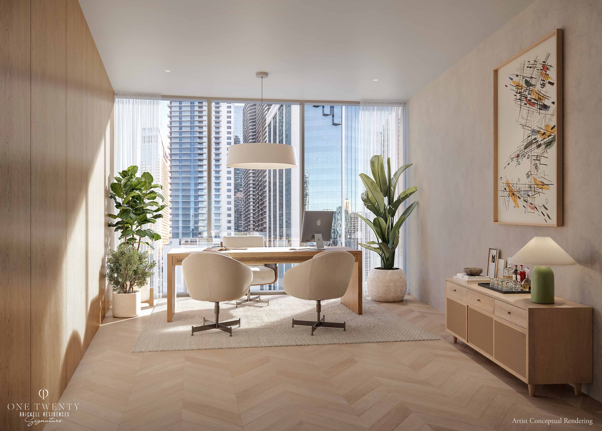 A private office suite at One Twenty Brickell Signature (artist's conceptual rendering)